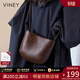 viney新款牛皮斜挎包包女包品牌單肩包生日禮物送女友老婆 【咖啡色】高檔實(shí)用馬鞍包 輕奢時(shí)尚百搭休閑小眾洋氣水桶包