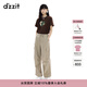 DZZIT【劉浩存同款】地素休閑褲夏季純棉工裝褲子女3J2Q4201N 深卡其色 XS