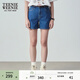 Teenie Weenie小熊女裝夏季簡(jiǎn)約時(shí)尚牛仔短褲時(shí)尚高腰褲子女韓版 深藍色 M (165)