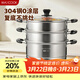 美廚（MAXCOOK）304不銹鋼蒸鍋28CM 三層復底 燃氣爐電磁爐通用