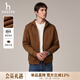 哈吉斯（HAZZYS）男裝 秋冬款簡(jiǎn)約休閑男外套拉鏈開(kāi)衫連帽衛衣男ABTZE0CDX33 棕色BW XL （180/100A 50）
