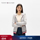 Tommy Hilfiger26春夏新款女裝純棉休閑通勤運動(dòng)拼色條紋連帽開(kāi)衫衛衣外套 灰色P8F (批次一) S