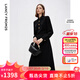 朗姿秋季新款黑色長(cháng)裙高級感氣質(zhì)法式設計感收腰襯衫連衣裙 黑色 2XL