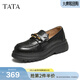 他她（TATA）女鞋秋季小皮鞋時(shí)尚休閑鞋黑色樂(lè )福鞋新款7PJA8CA5 黑色 37