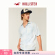 HOLLISTER美式25夏肌理感外搭格子短袖襯衫男裝325-5205 白色印花 M (180/100A)