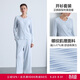 愛(ài)慕蕾絲貼貼圓領(lǐng)螺紋肌理棉開(kāi)衫長(cháng)袖分身套裝 冰月藍KLB 165