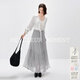 麥檬月光裙MM五好神裙白色蛋糕花苞半身裙出游長(cháng)款波嬉風(fēng)夏5994140703 網(wǎng)紗裙-淺灰5G4340501（3層裙擺） S