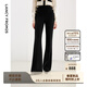 朗姿【精英衣櫥】復古高腰時(shí)尚顯瘦微喇長(cháng)褲秋季新款高級感西裝褲女 黑色 M