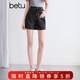 百圖betu女裝夏季新款牛仔短褲高腰時(shí)尚側開(kāi)叉洗水褲子女2504T73 炭灰 S