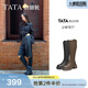 他她（TATA）時(shí)裝靴彈力小V靴軟糖靴加絨長(cháng)筒靴高跟騎士靴子CGG01DG5 黑色（高糖7CM-單里）-CGG01 37