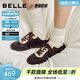 百麗（Belle）復古德訓鞋女2026春季新款商場(chǎng)舒適薄底運動(dòng)休閑鞋F6M1DAM6預售 啡色 37