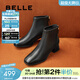 百麗（Belle）羊皮優(yōu)雅短筒時(shí)裝靴女冬季商場(chǎng)款顯瘦舒適短靴3LI40DD4 黑色 35 (225mm)