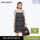 moussy 女裝新品文藝復古森系格紋吊帶連衣裙女028ISZ30-3041 025花紋黑色 S 00001