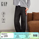 蓋璞（GAP）男裝冬季經(jīng)典款復合暖感加絨寬松直筒保暖牛仔褲休閑褲829753