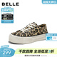 百麗（Belle）時(shí)尚豹紋帆布鞋女2026春季新款厚底增高休閑板鞋B3038AM6預售 棕色 37
