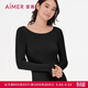 愛(ài)慕女圓領(lǐng)上衣保暖內衣含氨基酸抗菌打底牛奶系AM727952黑色160