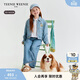 Teenie Weenie Kids小熊童裝26年女童甜酷短款翻領(lǐng)天絲牛仔外套 藍色花灰 165cm