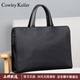 COWLEY KELLER手提包男士公文包大容量商務(wù)電腦包通勤出差拉桿箱帶律師包斜挎包 CK典雅黑-無(wú)拉桿箱帶 40*8.5*29cm 15.6英寸