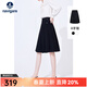 Navigare意大利小帆船半身裙女春秋季百搭a字裙時(shí)尚百褶裙顯瘦通勤半裙女 暗夜黑 L