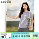 LAGOGO萌寵卡通狗印花T恤女拉谷谷2025年夏新款純棉可愛(ài)短袖上衣 淺紫色 M