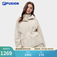 FILA FUSION斐樂(lè )潮牌梭織外套女2026春新款時(shí)尚休閑寬松連帽上衣 藊豆灰-BG L 170/88A/L