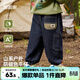 嘟嘟家【A類(lèi)&防褪色】男童工裝褲春裝兒童水洗軟牛仔褲寶寶休閑褲子童裝 牛仔藍 （部分尺碼預售） 110