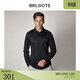 巴魯特（Brloote）長(cháng)袖襯衫男撞色繡花雙面針織厚襯衣秋冬輕正裝 黑色 180/100A