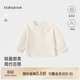 babylove女寶寶上衣秋季純棉花邊領(lǐng)嬰兒長(cháng)袖t恤時(shí)尚洋氣百搭純色春裝
