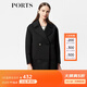 PORTS寶姿 秋冬新款女裝時(shí)尚拼接毛呢大衣外 毛呢大衣女LW9N088XCP012 黑色 XS (2)