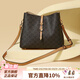 稻草人包包女包2026新款時(shí)尚單肩包通勤斜挎包復古水桶生日禮物送女生 深棕色-大號