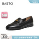 百思圖（BASTO）【爵士黑膠】百思圖26春新款英倫超軟羊皮鞋樂(lè )福鞋女單鞋UXS01AA6 黑色 經(jīng)典款 37