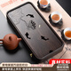 從簡(jiǎn)黑檀木茶盤(pán)家用小型壺承茶壺墊中式簡(jiǎn)約高檔茶具雞翅木蓄水茶托盤(pán) 黑檀荷趣茶盤(pán) 32*16*5.5cm長(cháng)方形