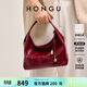 紅谷（HONGU）包包女油蠟皮單肩手提包高級感真皮斜挎包通勤女士包生日禮物