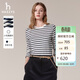 哈吉斯（HAZZYS）女裝 女士純棉條紋寬松長(cháng)袖T恤女ABTSE0CCX02