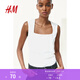 H&M女裝背心吊帶春季方領(lǐng)柔軟彈力汗布上衣1221690 白色 XL 170/116