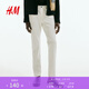H&M男裝休閑褲2025年秋冬新款時(shí)尚斜紋棉布簡(jiǎn)約英倫修身長(cháng)褲1074402 白色 32 170/82(32/30)