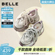 百麗（Belle）時(shí)尚撞色老爹鞋女2026春新厚底增高機能風(fēng)休閑鞋B3014AM6 金色 38 (240mm)