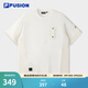FILA FUSION斐樂(lè )潮牌男子針織短袖衫冬季新款時(shí)尚休閑寬松T恤 云白色-WT XL 180/100A/XL