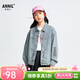 安奈兒（Annil）童裝男童女童牛仔外套2025春新款純棉休閑透氣寬松彈力 中藍牛仔 150