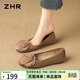 ZHR則則淺口單鞋女新品復古絨面平底船鞋女晚晚風(fēng)氣質(zhì)套腳女鞋FD15卡其37