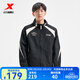 特步門(mén)店同款雙層風(fēng)衣男2025春季新款防潑水外套登山服975129150183 正黑色/山月白 L