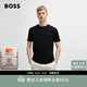 BOSS博斯 男士徽標飾片棉質(zhì)平紋針織短袖T恤 001-黑色 M