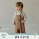 OAK FAMILY秋季新品寶寶口袋背帶褲兒童休閑長(cháng)褲外出連體褲可愛(ài) 咖色 （不含內搭） 100