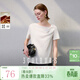 三彩2025夏季新款褶皺T恤萊賽爾不對稱(chēng)設計感短袖上衣套頭衫S 云朵白 S 155/80A