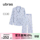 ubras流光滿(mǎn)印翻領(lǐng)短袖短褲套裝家居服睡衣女薄款舒適居家 【女款】長(cháng)袖長(cháng)褲-發(fā)呆小羊-藍 M