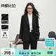 尚都比拉職業(yè)西裝套裝女春秋正裝西服外套闊腿長(cháng)褲面試兩件套 黑色 XL