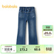 巴拉巴拉童裝女童褲子冬加絨牛仔長(cháng)褲兒童舒適喇叭褲保暖休閑時(shí)尚 牛仔深藍88301 160