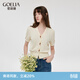 歌莉婭V領(lǐng)短上衣女裝設計感繡花泡泡袖短袖t恤1C7R6J0J0 05W米白 S