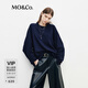 MO&Co.【C+系列】長(cháng)袖T恤2026春新品棉質(zhì)寬松廓形蝙蝠袖上衣MBF1TEET19 普魯士藍色 S /160