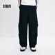 森馬（Semir）休閑褲男夏季微皺寬松直筒褲戶(hù)外風(fēng)工裝傘褲純色長(cháng)褲101325127125